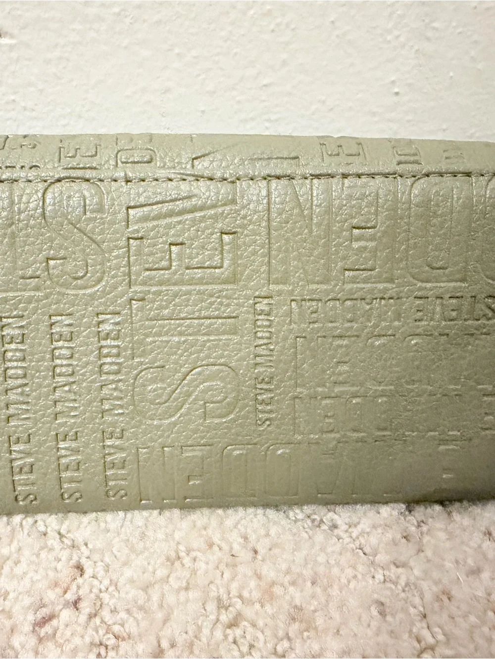 Steve Madden Olive Green Embossed Logo Wallet with Gold Hardware